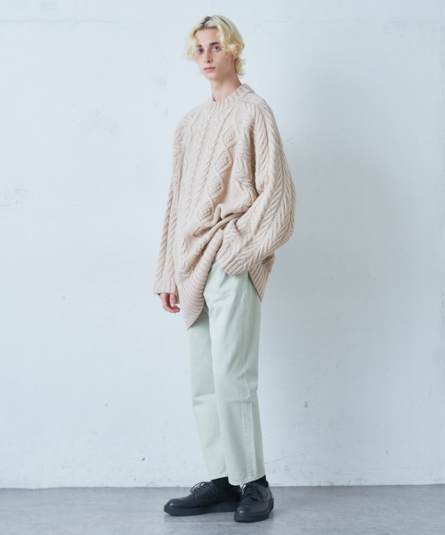 Lui's（ルイス）の「ケーブル編みドルマンニット（ニット/セーター・メンズ・アイボリー/ブルー/ブラック・FREE）」の18枚目の写真