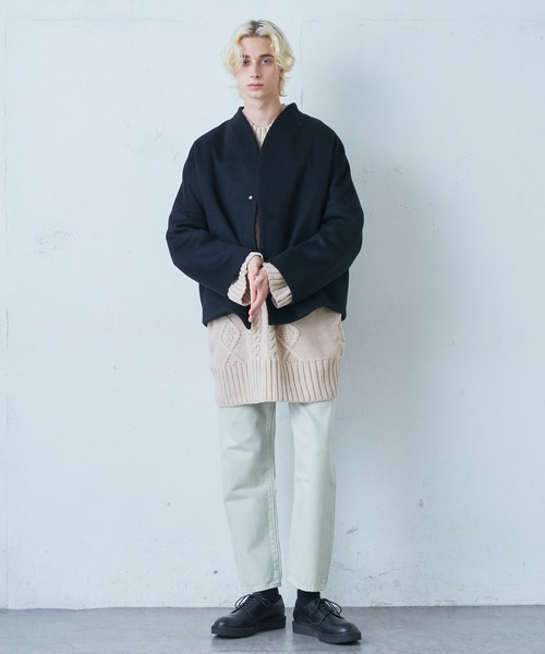 Lui's（ルイス）の「ケーブル編みドルマンニット（ニット/セーター・メンズ・アイボリー/ブルー/ブラック・FREE）」の10枚目の写真