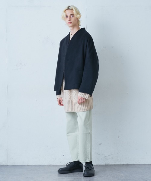 Lui's（ルイス）の「ケーブル編みドルマンニット（ニット/セーター・メンズ・アイボリー/ブルー/ブラック・FREE）」の5枚目の写真