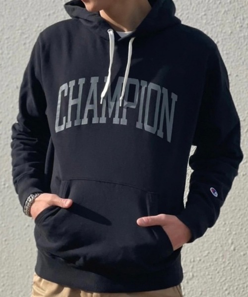 Champion（チャンピオン）の「Champion チャンピオン プリントプルオーバー 裏毛スウェットパーカー（パーカー・メンズ・ホワイト/ブラック/グレー・M/L/XL）」の3枚目の写真