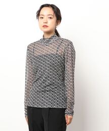 MADEMOISELLE ROPE'（マドモアゼル ロペ）の「【JUST FEMALE】プリントチュールタートルネック（Tシャツ/カットソー）」