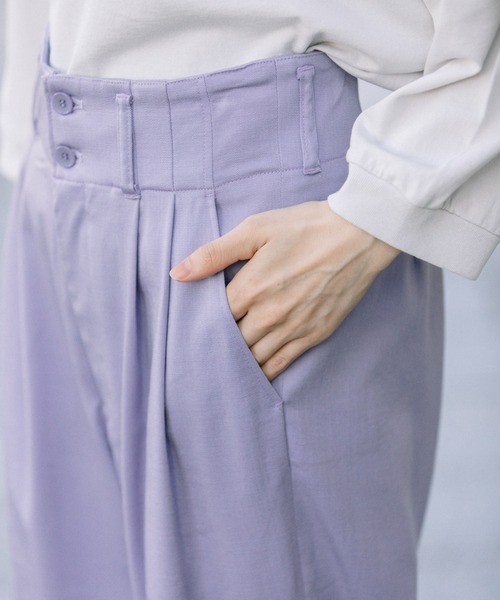 Munich（ミューニック）の「テンセルトリアセテートデニムタックワイドパンツ（デニムパンツ・レディース・ブラック/インディゴブルー/ベージュ/ラベンダー・S/XS/M）」の12枚目の写真