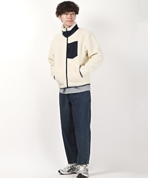 LUXSTYLE(ラグスタイル)の「シープボアフリースレトロジャケット(ブルゾン・メンズ・ベージュ/アイボリー・M/L/XL)」の3枚目の写真