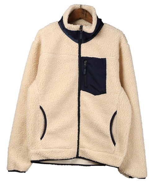 LUXSTYLE(ラグスタイル)の「シープボアフリースレトロジャケット(ブルゾン・メンズ・ベージュ/アイボリー・M/L/XL)」の9枚目の写真