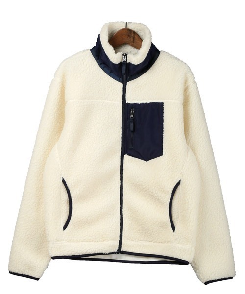 LUXSTYLE(ラグスタイル)の「シープボアフリースレトロジャケット(ブルゾン・メンズ・ベージュ/アイボリー・M/L/XL)」の18枚目の写真