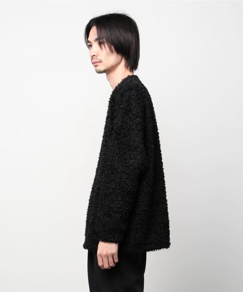 XU（エックスユー）の「【XU/エックスユー】poodle knit/プードルニット シンプルニット ビッグサイズ オーバーサイズニット（ニット/セーター・メンズ・グレー/ブラック・ONE SIZE）」の4枚目の写真