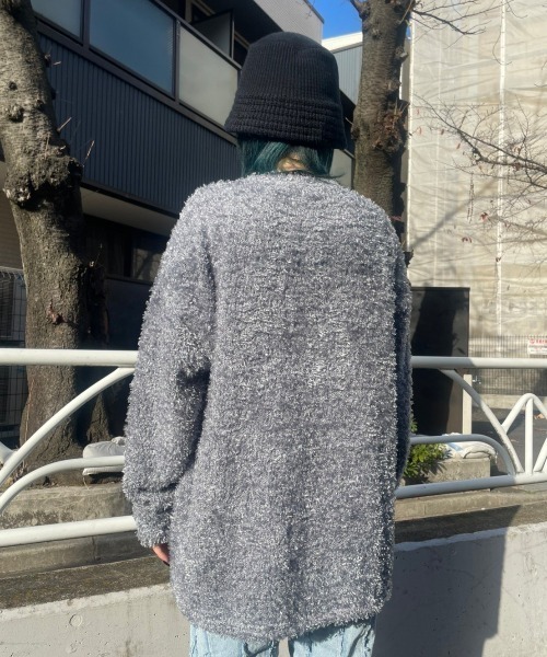 XU（エックスユー）の「【XU/エックスユー】poodle knit/プードルニット シンプルニット ビッグサイズ オーバーサイズニット（ニット/セーター・メンズ・グレー/ブラック・ONE SIZE）」の6枚目の写真