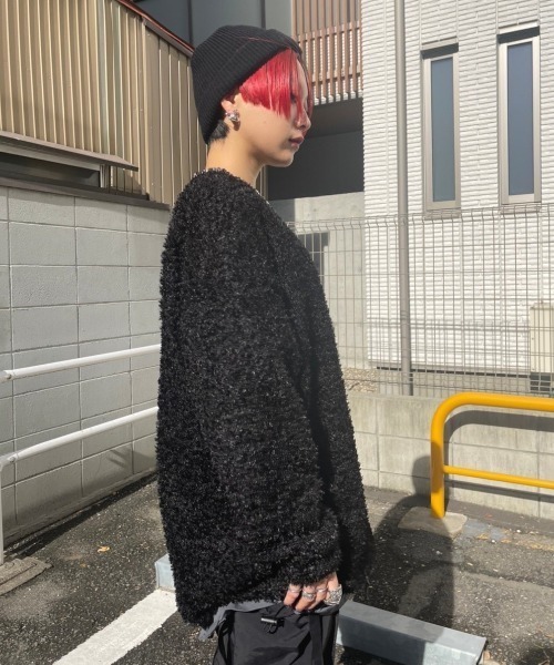 XU（エックスユー）の「【XU/エックスユー】poodle knit/プードルニット シンプルニット ビッグサイズ オーバーサイズニット（ニット/セーター・メンズ・グレー/ブラック・ONE SIZE）」の18枚目の写真