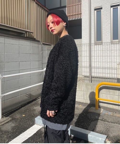 XU（エックスユー）の「【XU/エックスユー】poodle knit/プードルニット シンプルニット ビッグサイズ オーバーサイズニット（ニット/セーター・メンズ・グレー/ブラック・ONE SIZE）」の17枚目の写真
