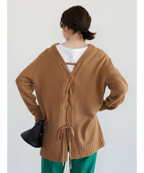 Green　Parks（グリーンパークス）の「厚みバックリボンチュニック＊（ニット/セーター・レディース・チャコールグレー/パープル/カーキ/キャメル・FREE）」の16枚目の写真