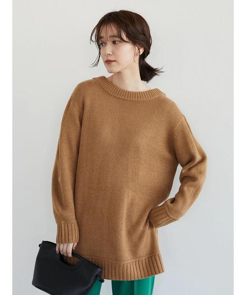 Green　Parks（グリーンパークス）の「厚みバックリボンチュニック＊（ニット/セーター・レディース・チャコールグレー/パープル/カーキ/キャメル・FREE）」の8枚目の写真