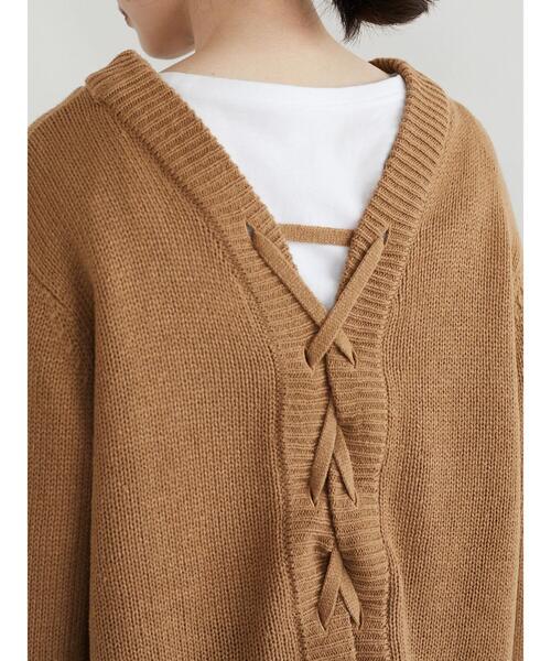 Green　Parks（グリーンパークス）の「厚みバックリボンチュニック＊（ニット/セーター・レディース・チャコールグレー/パープル/カーキ/キャメル・FREE）」の5枚目の写真