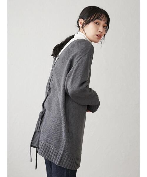 Green　Parks（グリーンパークス）の「厚みバックリボンチュニック＊（ニット/セーター・レディース・チャコールグレー/パープル/カーキ/キャメル・FREE）」の12枚目の写真
