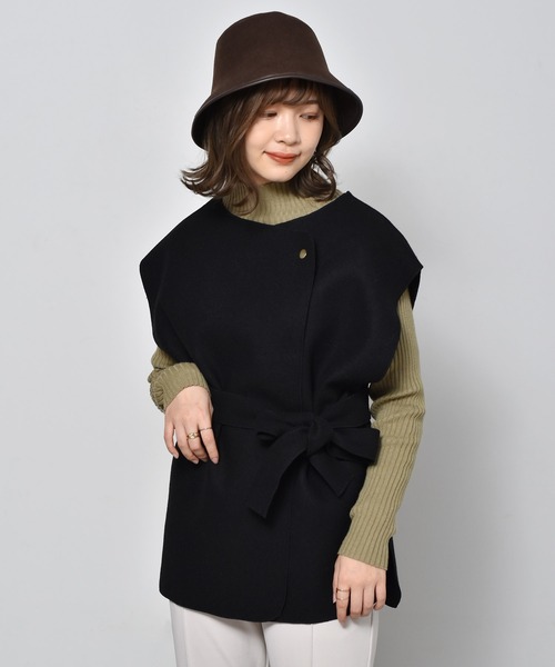 RETRO GIRL（レトロガール）の「圧縮ニットデザインベスト（ベスト・レディース・ブラック/ダークブラウン/オフホワイト・FREE）」の3枚目の写真