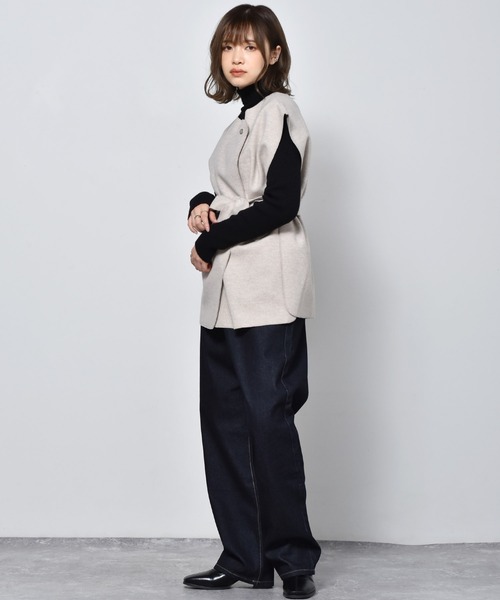 RETRO GIRL（レトロガール）の「圧縮ニットデザインベスト（ベスト・レディース・ブラック/ダークブラウン/オフホワイト・FREE）」の4枚目の写真