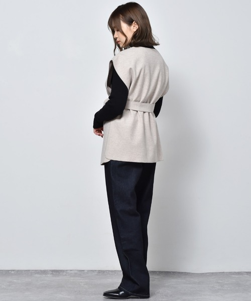 RETRO GIRL（レトロガール）の「圧縮ニットデザインベスト（ベスト・レディース・ブラック/ダークブラウン/オフホワイト・FREE）」の5枚目の写真