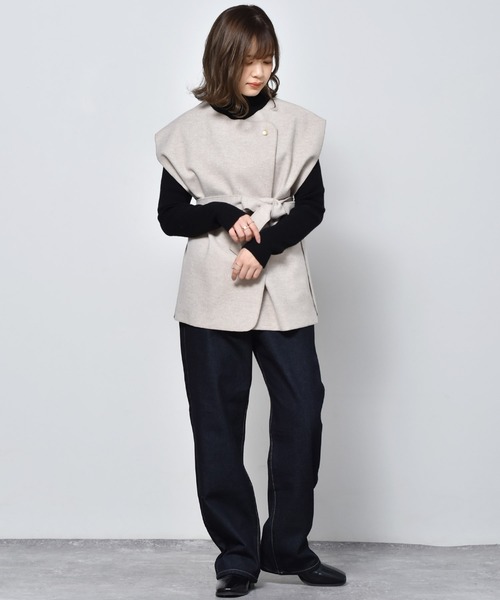 RETRO GIRL（レトロガール）の「圧縮ニットデザインベスト（ベスト・レディース・ブラック/ダークブラウン/オフホワイト・FREE）」の6枚目の写真