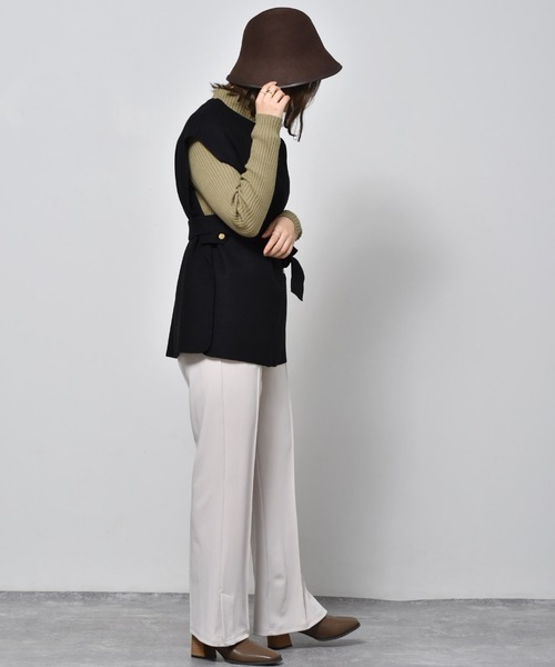 RETRO GIRL（レトロガール）の「圧縮ニットデザインベスト（ベスト・レディース・ブラック/ダークブラウン/オフホワイト・FREE）」の9枚目の写真