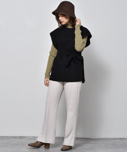 RETRO GIRL（レトロガール）の「圧縮ニットデザインベスト（ベスト・レディース・ブラック/ダークブラウン/オフホワイト・FREE）」の10枚目の写真