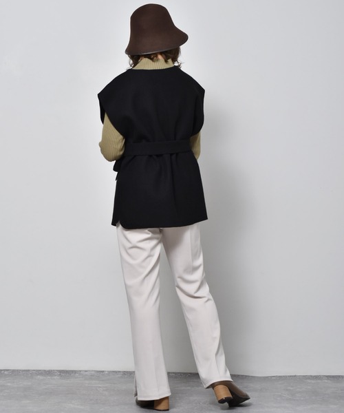 RETRO GIRL（レトロガール）の「圧縮ニットデザインベスト（ベスト・レディース・ブラック/ダークブラウン/オフホワイト・FREE）」の11枚目の写真