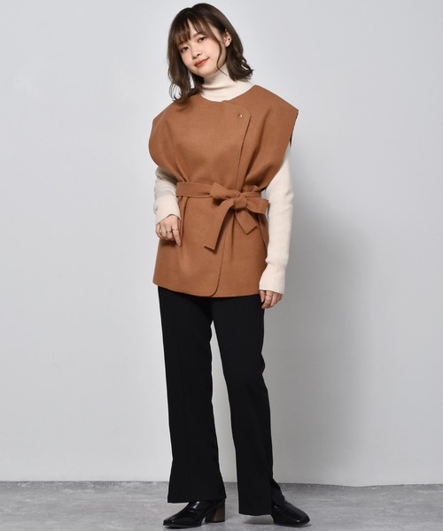 RETRO GIRL（レトロガール）の「圧縮ニットデザインベスト（ベスト・レディース・ブラック/ダークブラウン/オフホワイト・FREE）」の12枚目の写真