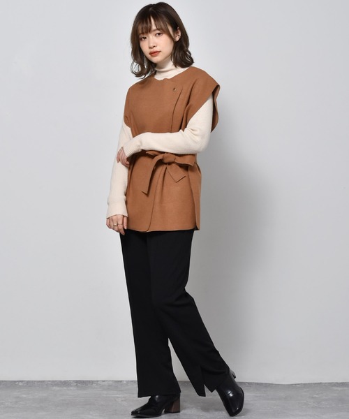 RETRO GIRL（レトロガール）の「圧縮ニットデザインベスト（ベスト・レディース・ブラック/ダークブラウン/オフホワイト・FREE）」の14枚目の写真