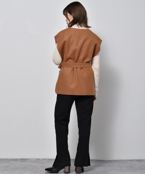 RETRO GIRL（レトロガール）の「圧縮ニットデザインベスト（ベスト・レディース・ブラック/ダークブラウン/オフホワイト・FREE）」の15枚目の写真