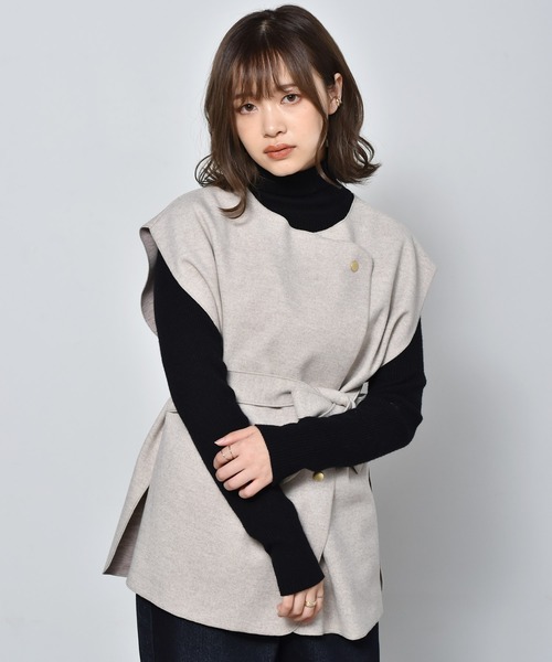 RETRO GIRL（レトロガール）の「圧縮ニットデザインベスト（ベスト・レディース・ブラック/ダークブラウン/オフホワイト・FREE）」の16枚目の写真