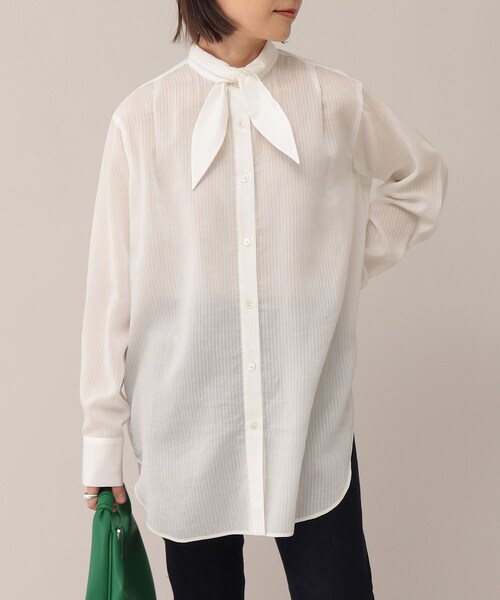 UNTITLED（アンタイトル）の「◆NALYA シルク混ボウタイ風シャツ【洗える】（シャツ/ブラウス・レディース・オフホワイト/ホワイト系5・44/48/00/02/04）」の15枚目の写真