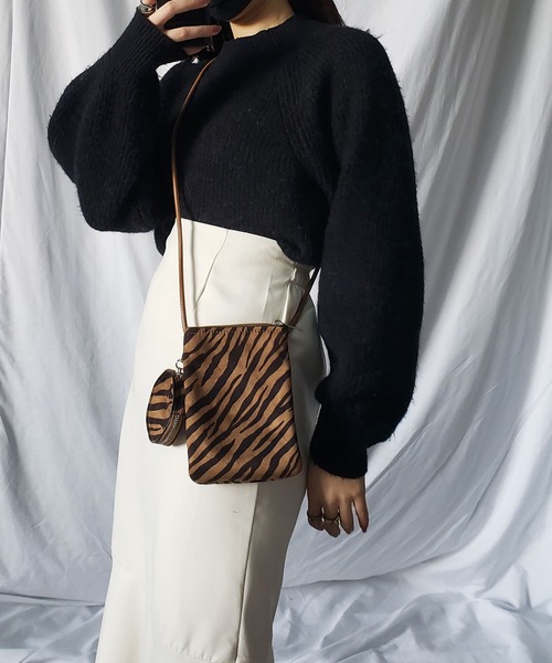 me+em select(ミームセレクト)の「【 ゼブラ / レオパード 】まるポーチ付きスクエアショルダーバッグ(ショルダーバッグ・レディース・ブラック/グレー/ブラウン/ブラック系/ブラウン系・FREE)」の7枚目の写真