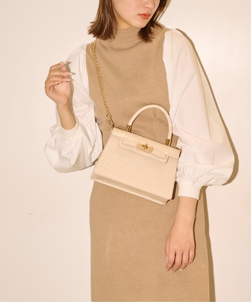 FREE'S MART（フリーズマート）の「◆ミニフラップバッグ（ハンドバッグ・レディース・ブラック/ホワイト系その他/パープル/グレー・ﾌﾘ-）」の10枚目の写真