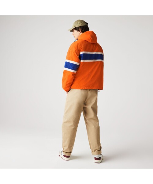 LACOSTE L!VE(ラコステライブ)の「LACOSTE L!VE ボーダープリントアノラック(カバーオール・メンズ・オレンジ・46/48/52/50)」の3枚目の写真