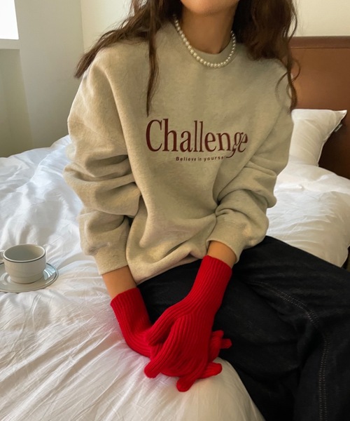 Didot.showroom(ディドット ショールーム)の「challenge kimo mtm / 裏起毛ロゴスウェットトレーナー(スウェット・レディース・ブラウン/ブルー/オートミール・FREE)」の2枚目の写真