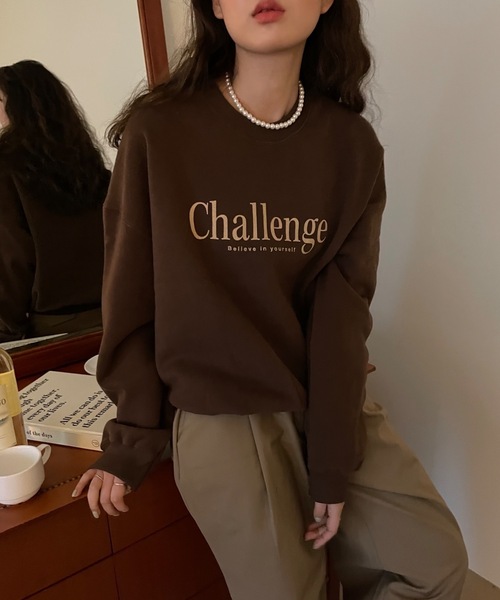 Didot.showroom(ディドット ショールーム)の「challenge kimo mtm / 裏起毛ロゴスウェットトレーナー(スウェット・レディース・ブラウン/ブルー/オートミール・FREE)」の16枚目の写真