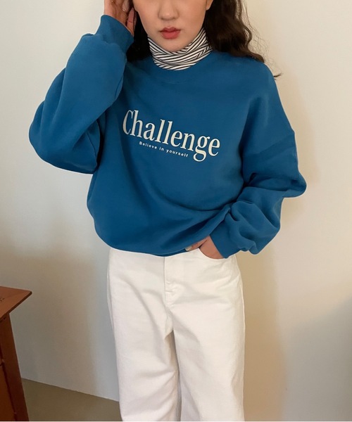 Didot.showroom(ディドット ショールーム)の「challenge kimo mtm / 裏起毛ロゴスウェットトレーナー(スウェット・レディース・ブラウン/ブルー/オートミール・FREE)」の8枚目の写真