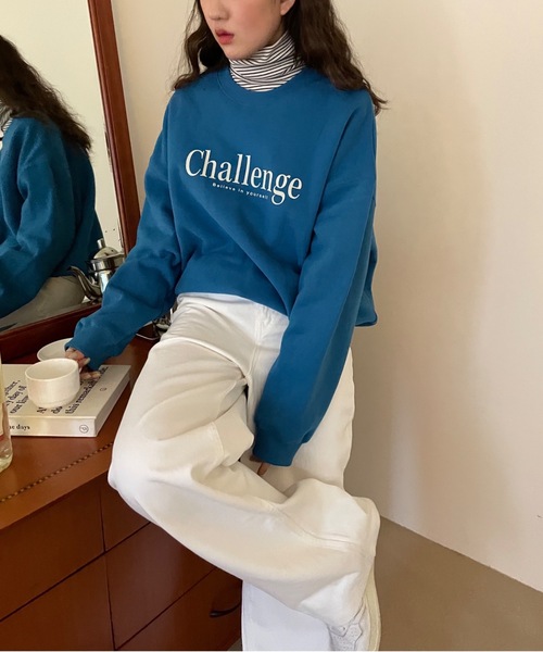 Didot.showroom(ディドット ショールーム)の「challenge kimo mtm / 裏起毛ロゴスウェットトレーナー(スウェット・レディース・ブラウン/ブルー/オートミール・FREE)」の10枚目の写真