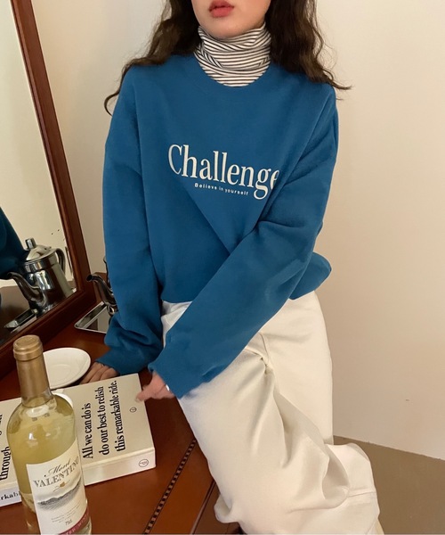 Didot.showroom(ディドット ショールーム)の「challenge kimo mtm / 裏起毛ロゴスウェットトレーナー(スウェット・レディース・ブラウン/ブルー/オートミール・FREE)」の11枚目の写真