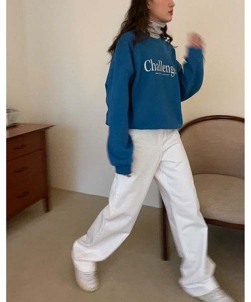 Didot.showroom(ディドット ショールーム)の「challenge kimo mtm / 裏起毛ロゴスウェットトレーナー(スウェット・レディース・ブラウン/ブルー/オートミール・FREE)」の9枚目の写真