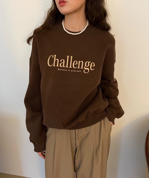 Didot.showroom(ディドット ショールーム)の「challenge kimo mtm / 裏起毛ロゴスウェットトレーナー(スウェット・レディース・ブラウン/ブルー/オートミール・FREE)」の14枚目の写真