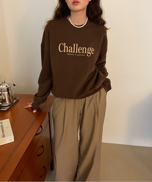 Didot.showroom(ディドット ショールーム)の「challenge kimo mtm / 裏起毛ロゴスウェットトレーナー(スウェット・レディース・ブラウン/ブルー/オートミール・FREE)」の17枚目の写真