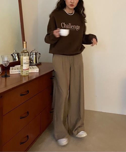 Didot.showroom(ディドット ショールーム)の「challenge kimo mtm / 裏起毛ロゴスウェットトレーナー(スウェット・レディース・ブラウン/ブルー/オートミール・FREE)」の22枚目の写真