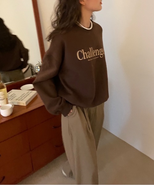Didot.showroom(ディドット ショールーム)の「challenge kimo mtm / 裏起毛ロゴスウェットトレーナー(スウェット・レディース・ブラウン/ブルー/オートミール・FREE)」の18枚目の写真