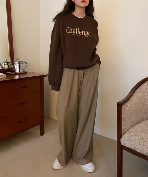 Didot.showroom(ディドット ショールーム)の「challenge kimo mtm / 裏起毛ロゴスウェットトレーナー(スウェット・レディース・ブラウン/ブルー/オートミール・FREE)」の20枚目の写真