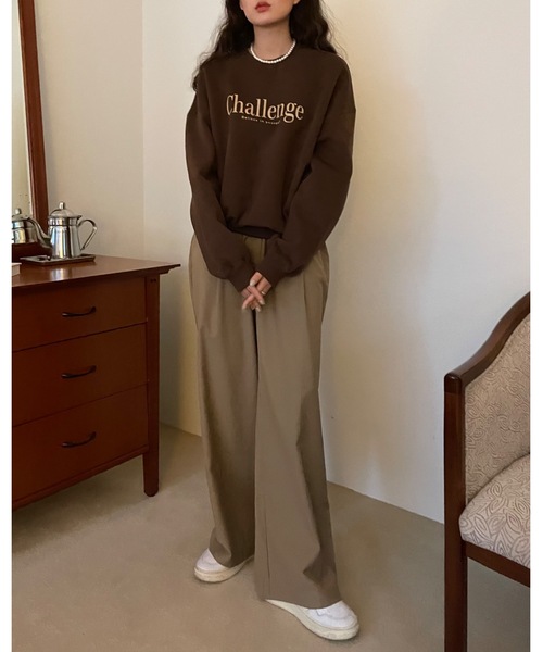 Didot.showroom(ディドット ショールーム)の「challenge kimo mtm / 裏起毛ロゴスウェットトレーナー(スウェット・レディース・ブラウン/ブルー/オートミール・FREE)」の19枚目の写真
