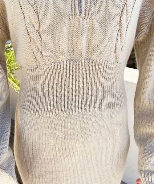 esutoreja（エストレジャ）の「ZIP襟付きニットロングワンピース（ワンピース・レディース・ベージュ/ブラック・FREE）」の8枚目の写真