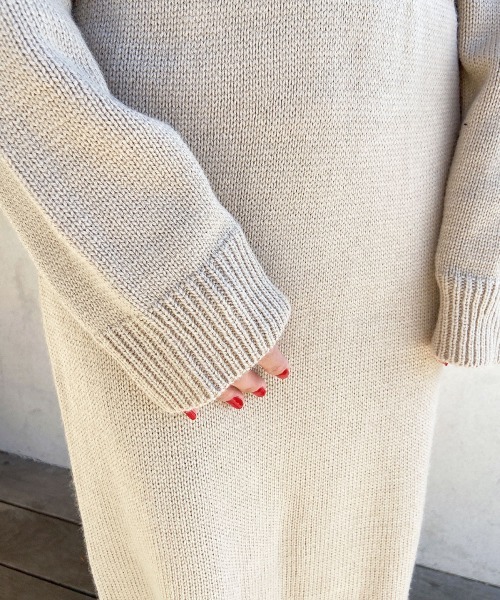 esutoreja（エストレジャ）の「ZIP襟付きニットロングワンピース（ワンピース・レディース・ベージュ/ブラック・FREE）」の9枚目の写真