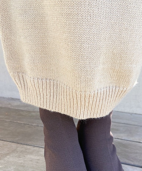 esutoreja（エストレジャ）の「ZIP襟付きニットロングワンピース（ワンピース・レディース・ベージュ/ブラック・FREE）」の10枚目の写真