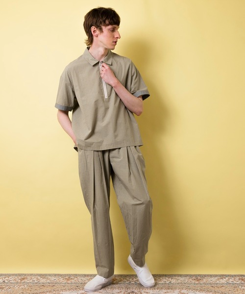 FACTOTUM（ファクトタム）の「【FACTOTUM】コンフォートミニチェックパジャマジップポロシャツ（Tシャツ/カットソー・メンズ・ブラック/グリーン・44/46/48）」の6枚目の写真