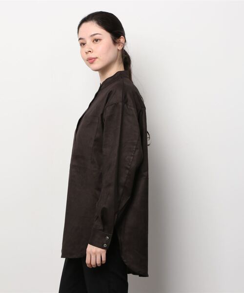 LA PEAU DE GEM ベロア シャツ シアー 茶 ブラウン 完売 LA PEAU DE GEM】velour shirt/ベロアシャツ（シャツ/ブラウス