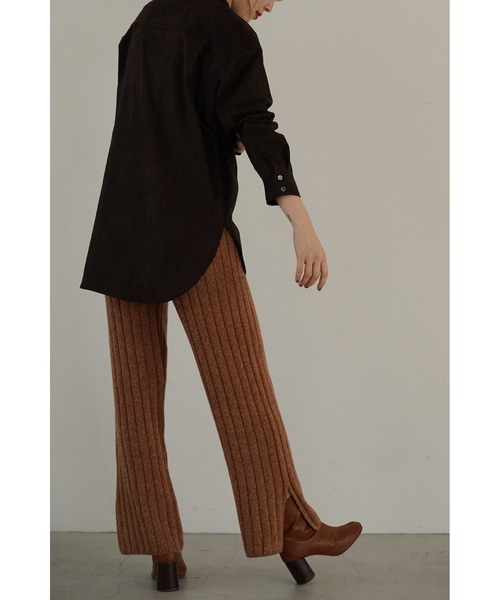 LA PEAU DE GEM ベロア シャツ シアー 茶 ブラウン 完売 LA PEAU DE GEM】velour shirt/ベロアシャツ（シャツ/ブラウス